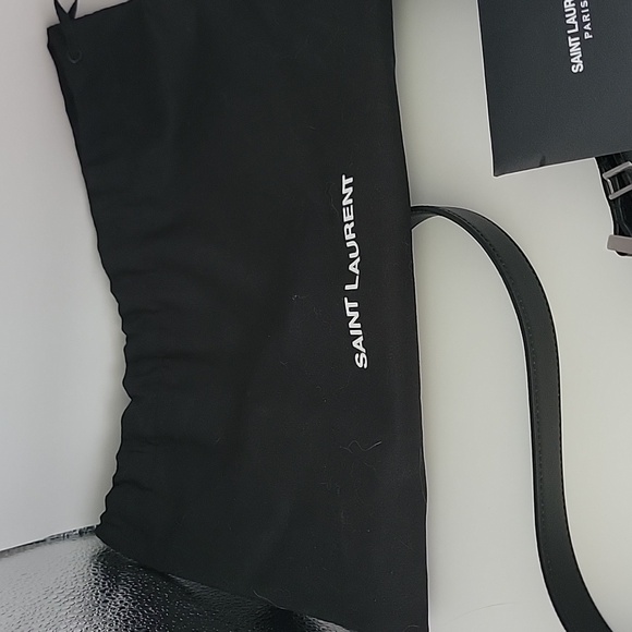 NWT Saint Laurent YSL Black Leather Belt with Silver Buckle - Picture 7 of 10